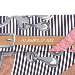 エルメス ツイリー Mors a jouets chemise 馬術 シュミーズ スカーフ ブラウン ピンク シルク レディース HERMES 【中古】