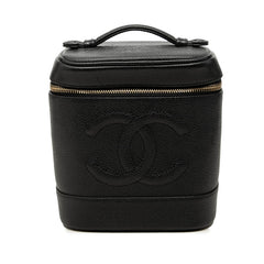 シャネル ココマーク ヴァニティバッグ ハンドバッグ ブラック ゴールド金具 キャビアスキン レディース CHANEL 中古