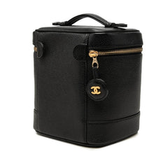 シャネル ココマーク ヴァニティバッグ ハンドバッグ ブラック ゴールド金具 キャビアスキン レディース CHANEL 中古