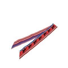 エルメス ツイリー SEQUENCES セカンス 馬 ホース モチーフ スカーフ レッド マルチカラー シルク レディース HERMES 【中古】