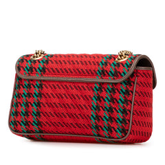 グッチ GGマーモント キルティング スモール チェーンショルダーバッグ 443497 レッド ブラウン グリーン レザー ウール レディース GUCCI 【中古】