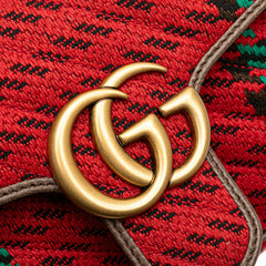 グッチ GGマーモント キルティング スモール チェーンショルダーバッグ 443497 レッド ブラウン グリーン レザー ウール レディース GUCCI 【中古】