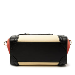 セリーヌ ラゲージ ナノショッパー トリコロール ハンドバッグ ホワイト マルチカラー レザー ヌバック レディース CELINE 【中古】