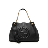 グッチ インターロッキングG ソーホー チェーン トートバッグ ショルダーバッグ 536196 ブラック レザー レディース GUCCI 【中古】