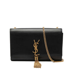 サンローラン ケイト タッセル チェーン ショルダーバッグ 354119 ブラック ゴールド レザー レディース SAINT LAURENT 中古