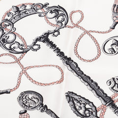 エルメス カレ90 LES CLES 鍵柄 スカーフ ライトピンク シルク レディース HERMES 中古