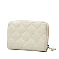 シャネル マトラッセ ココマーク コインケース ベージュ グレー キャビアスキン レディース CHANEL 【中古】
