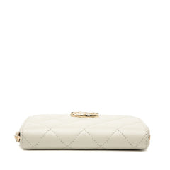 シャネル マトラッセ ココマーク コインケース ベージュ グレー キャビアスキン レディース CHANEL 【中古】