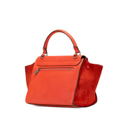 セリーヌ トラペーズ スモール ハンドバッグ ショルダーバッグ 2WAY レッド レザー レディース CELINE 【中古】