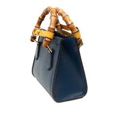 グッチ バンブー ダイアナ ミニトート ハンドバッグ ショルダーバッグ 2WAY 702732 ブルー イエロー レザー レディース GUCCI 【中古】