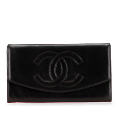 シャネル ココマーク 長財布 ブラック レザー レディース CHANEL 【中古】