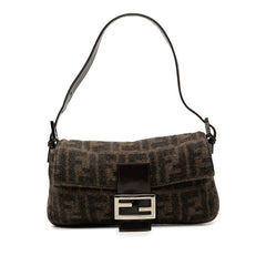 フェンディ ズッカ マンマバケット ハンドバッグ ワンショルダー 2348 26424099 ブラウン ウール レザー レディース FENDI 中古