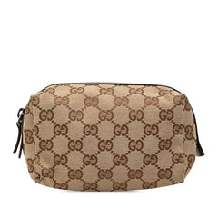 グッチ GGキャンバス ポーチ 29595 ベージュ ブラウン キャンバス レザー レディース GUCCI 中古