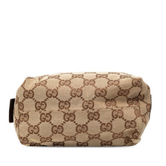 グッチ GGキャンバス ポーチ 29595 ベージュ ブラウン キャンバス レザー レディース GUCCI 中古