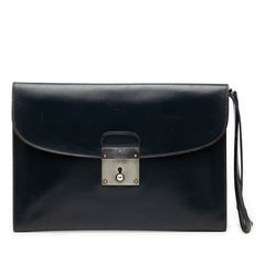 エルメス ヴィンテージ キリウス クラッチバッグ ネイビー シルバー ボックスカーフ レディース HERMES 【中古】