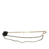 シャネル ココマーク カメリア チェーンベルト B17P ゴールド ブラック メッキ レザー レディース CHANEL 【中古】