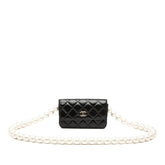 シャネル ココマーク マトラッセ ショルダーバッグ AP1839 ブラック ゴールド ラムスキン フェイクパール レディース CHANEL 中古