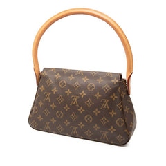 ルイ ヴィトン モノグラム ミニルーピング ショルダーバッグ ハンドバッグ M51147 ブラウン PVC レザー レディース LOUIS VUITTON 中古