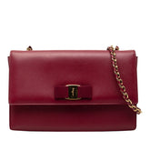 サルヴァトーレフェラガモ ヴァラ リボン チェーン ショルダーバック ピンク レザー レディース Salvatore Ferragamo 【中古】