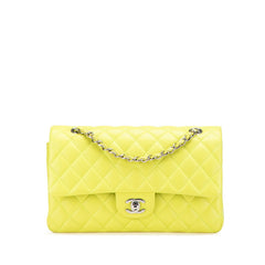 シャネル マトラッセ25 ココマーク Wフラップ チェーン ショルダーバッグ ハンドバッグ イエロー ラムスキン レディース CHANEL 【中古】