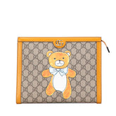 グッチ × EXO KAI GGスプリーム テディベア クラッチバッグ 660513 ベージュ オレンジ PVC レザー レディース GUCCI 中古