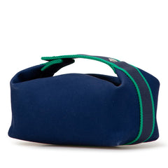 エルメス ブリッドアブラックPM ハンドバッグ ネイビー グリーン コットン レディース HERMES 【中古】