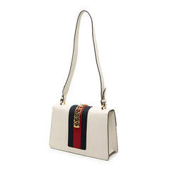 グッチ シェリーライン シルヴィ ショルダーバッグ 421882 アイボリー ネイビー レザー キャンバス レディース GUCCI 【中古】