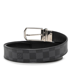 ルイ ヴィトン ダミエ サンチュール スレンダー ベルト サイズ90/36 M9074V ブラック グレー PVC レザー メンズ LOUIS VUITTON 【中古】