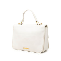ミュウミュウ マドラス ハンドバッグ 2WAY 斜め掛け ショルダーバッグ ホワイト レザー レディース MIUMIU 【中古】