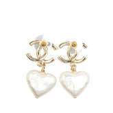 シャネル ココマーク ハート モチーフ スイング スタッドピアス ゴールド フェイクパール メッキ レディース CHANEL 【中古】