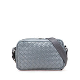 ボッテガヴェネタ イントレチャート 斜め掛け ショルダーバッグ グレー レザー レディース BOTTEGAVENETA 【中古】