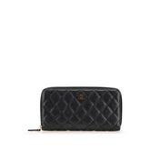 シャネル マトラッセ ココマーク ラウンドファスナー 長財布 ブラック キャビアスキン レディース CHANEL 【中古】