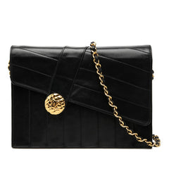 シャネル ココマーク チェーン フラップ ショルダーバッグ ブラック ラムスキン レディース CHANEL 【中古】