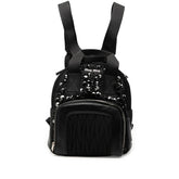 ミュウミュウ マテラッセ リュック バックパック ビジューサック ブラック ナイロン レザー ビーズ レディース MIUMIU 【中古】
