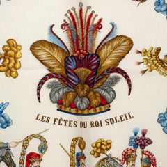 エルメス カレ90 太陽王の祝祭 Les Fêtes du Roi Soleil スカーフ レッド アイボリー シルク レディース HERMES 【中古】