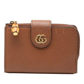 グッチ GGマーモント バンブー 二つ折り財布 ミディアムウォレット 739498 ブラウン レザー レディース GUCCI 【中古】