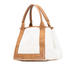 バレンシアガ ネイビー カバス S ハンドバッグ トートバッグ 339933 アイボリー ブラウン キャンバス レザー レディース BALENCIAGA 【中古】