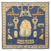 エルメス カレ90 TUTANKHAMUN ツタンカーメン スカーフ ブルー マルチカラー シルク レディース HERMES 【中古】