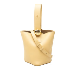 ロエベ ペブル バケットバッグ ミニ ハンドバッグ 2WAY ショルダーバッグ イエロー系 レザー レディース LOEWE 中古