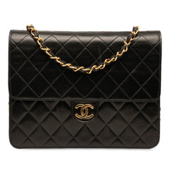 シャネル マトラッセ ココマーク プッシュロック チェーン ショルダーバッグ ブラック ラムスキン レディース CHANEL 【中古】