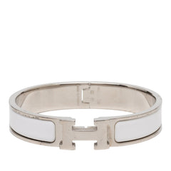 エルメス クリックH PM ブレスレット シルバー ホワイト メタル エナメル レディース HERMES 【中古】