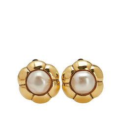 シャネル 花 フラワー モチーフ イヤリング ゴールド メッキ フェイクパール レディース CHANEL 【中古】