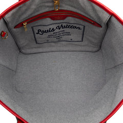 ルイ ヴィトン モノグラム デニム ネヴァーフルMM ショルダーバッグ トートバッグ M44981 ブルー レッド デニム レザー レディース LOUIS VUITTON 【中古】