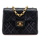 シャネル ミニマトラッセ ココマーク チェーン ショルダーバッグ ブラック ラムスキン レディース CHANEL 【中古】