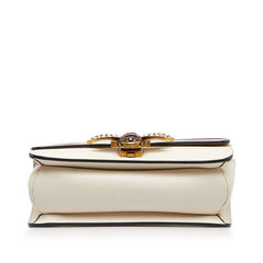 グッチ クイーンマーガレット ストライプ ビー トリコロール ショルダーバッグ 476542 ホワイト レザー レディース GUCCI 【中古】