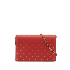 ディオール スター 星 チェーンウォレット ショルダーバッグ レッド ゴールド レザー レディース Dior 中古