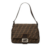 フェンディ ズッカ ワンショルダーバッグ 26325 ブラウン キャンバス レザー レディース FENDI 中古