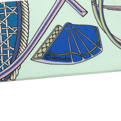 エルメス ツイリー Les Voitures a transformation 折り畳み式幌の馬車 スカーフ グリーン マルチカラー シルク レディース HERMES 【中古】