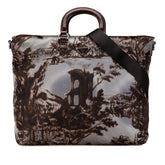 プラダ 三角ロゴプレート 風景柄 ハンドバッグ トートバッグ ショルダーバッグ 2WAY BN2044 ブラウン グレー ブルー ナイロン レザー レディース PRADA 【中古】