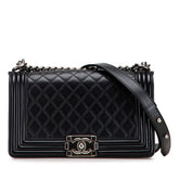 シャネル ボーイシャネル25 ココマーク チェーン ショルダーバッグ ブラック ラムスキン レディース CHANEL 【中古】